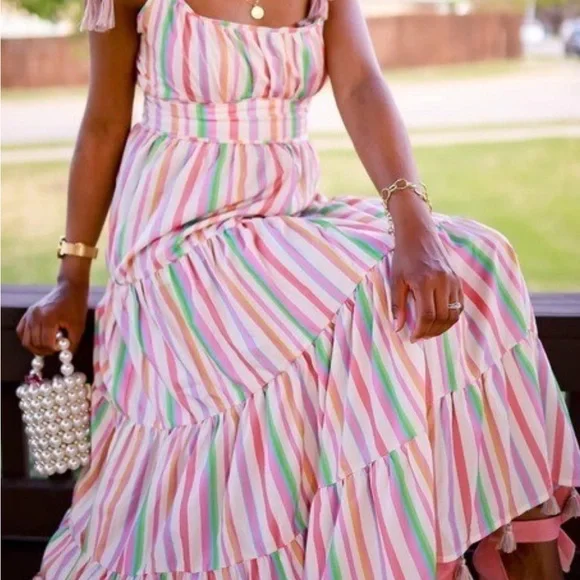 Chicwish Pastel Striped Maxi Dress - Picture 3 of 9